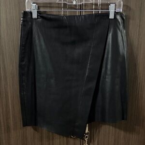 Zara Black Faux Leather Asymmetric Mini Skirt